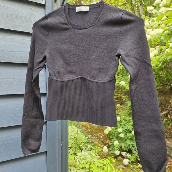 Babaton Tops - Babaton Stretch Dark Charcoal Knit Top Size Small